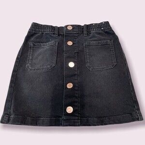 H&M Kids Black Denim Skirt SZ 7 EUC